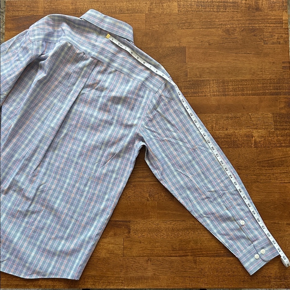 Orvis mens bright colors crisp plaid pinstripe button down dress shirt size M - Picture 3 of 8
